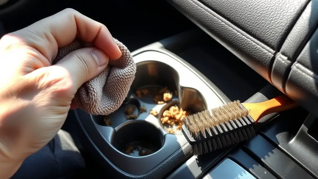 clean cup holder debris