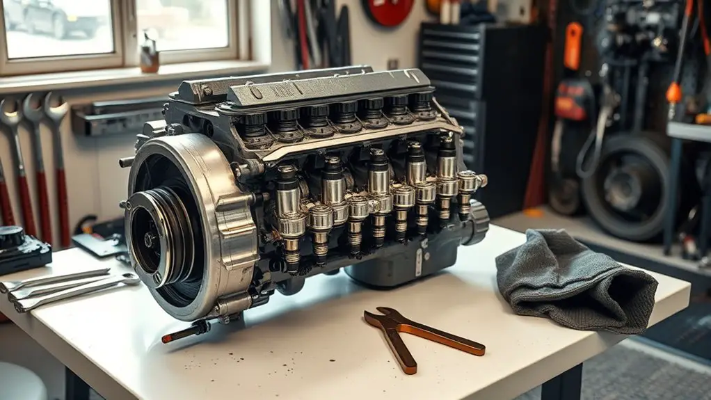 organized workspace for engine